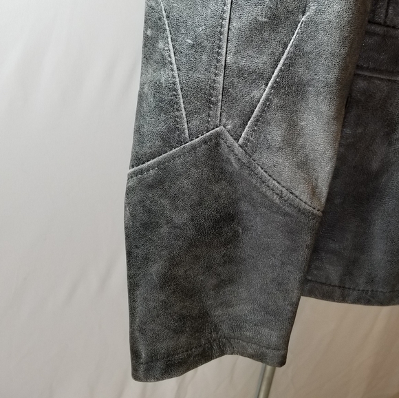 Max&Co., Italian, Lambskin Leather, Moto Jacket, Gray - Picture 5 of 8